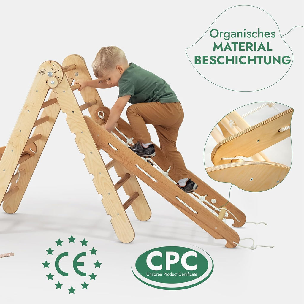 5in1 Montessori Klettergerüst – Dreieck, Rutsche & Bogen, 1–7 Jahre