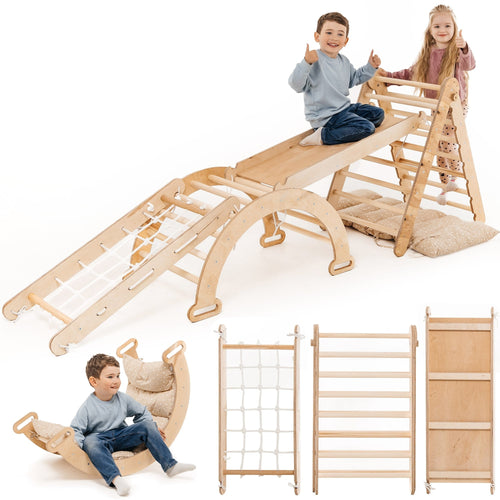 5in1 Montessori Klettergerüst – Dreieck, Rutsche & Bogen, 1–7 Jahre