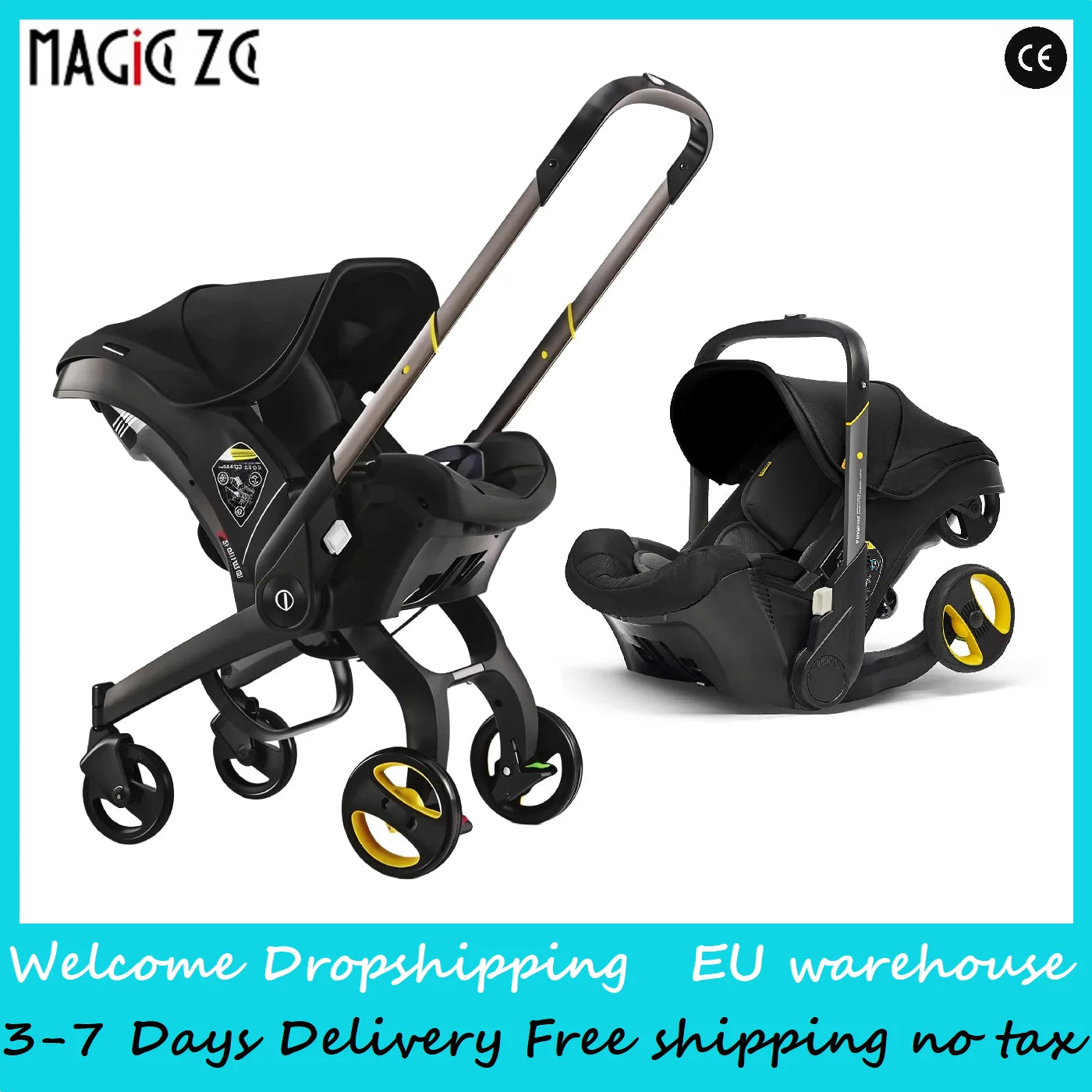 Travel System Kinderwagen 3-in-1 Leichter Kinderwagen Multifunktionaler Kinderwagen mit Aluminiumrahmen Kompakter Kinderwagen für Neugeborene