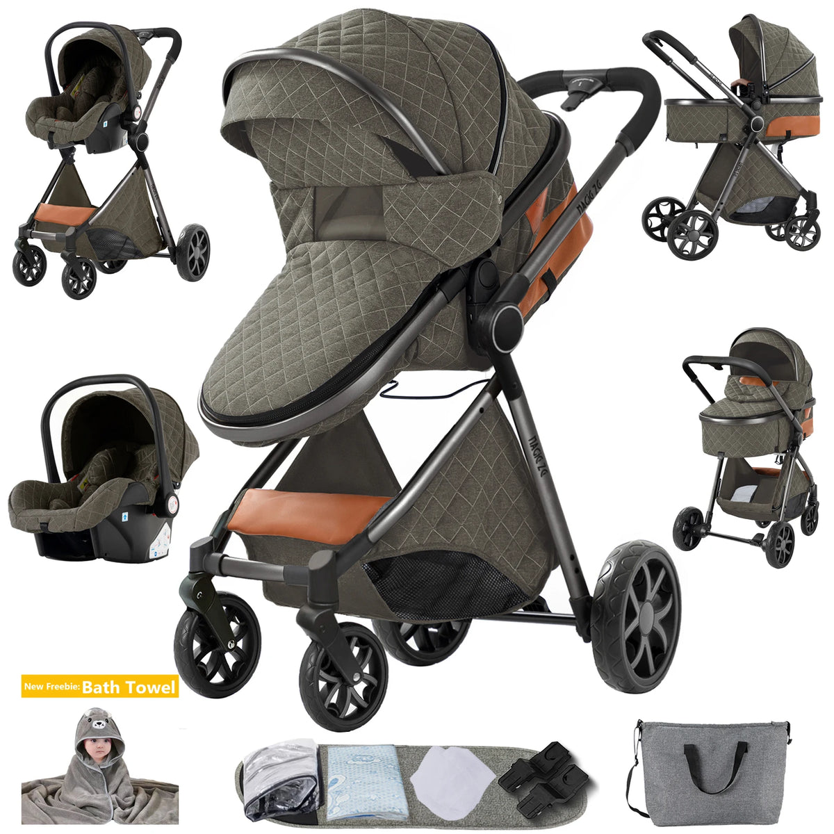 Kinderwagen, 3-in-1, leichter Kinderwagen für Neugeborene, Reisen, faltbar, für Babys, Kinderwagen, Kinderwagen, Babyautositz