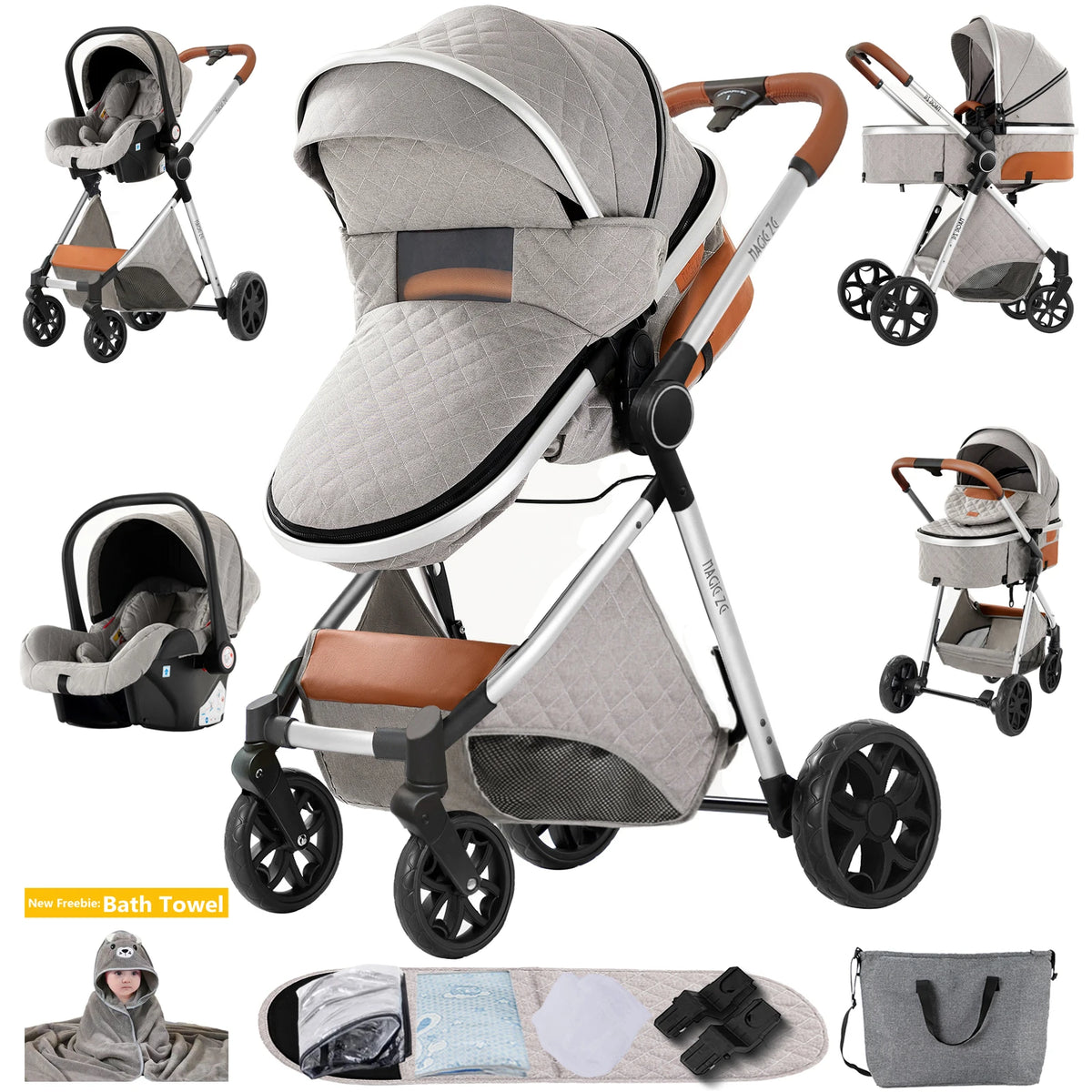 Kinderwagen, 3-in-1, leichter Kinderwagen für Neugeborene, Reisen, faltbar, für Babys, Kinderwagen, Kinderwagen, Babyautositz
