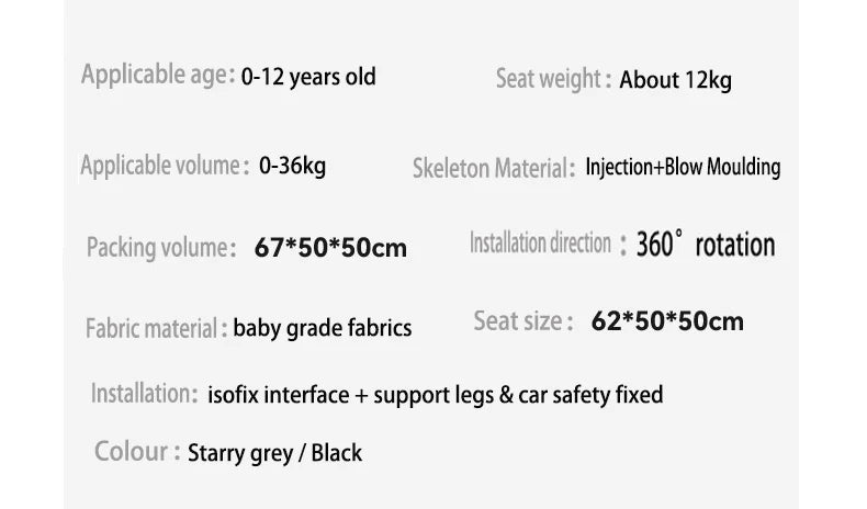 360° drehbarer Kindersitz mit einziehbarer Stützstange, Anti-Kipp-Bein, ISOFIX-Befestigungssystem, Dual-SIP-Seitenstoßmodul, integriertem Skelettgehäuse, vorwärts- und rückwärtsgerichteter Multifunktions-Kindersitz
