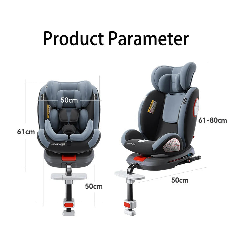 360° drehbarer Kindersitz mit einziehbarer Stützstange, Anti-Kipp-Bein, ISOFIX-Befestigungssystem, Dual-SIP-Seitenstoßmodul, integriertem Skelettgehäuse, vorwärts- und rückwärtsgerichteter Multifunktions-Kindersitz