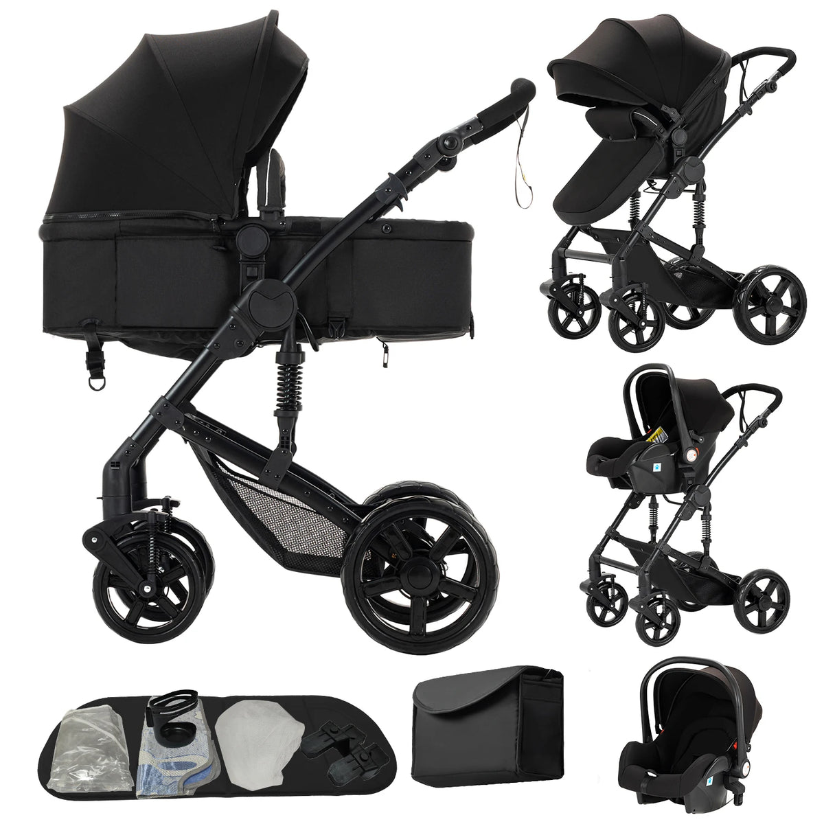 Travel System Kinderwagen 3-in-1 Leichter Kinderwagen Multifunktionaler Kinderwagen mit Aluminiumrahmen Kompakter Kinderwagen für Neugeborene