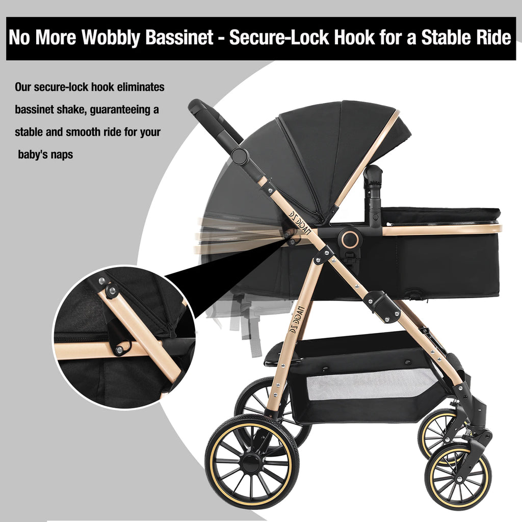Travel System Kinderwagen 3-in-1 Leichter Kinderwagen Multifunktionaler Kinderwagen mit Aluminiumrahmen Kompakter Kinderwagen für Neugeborene