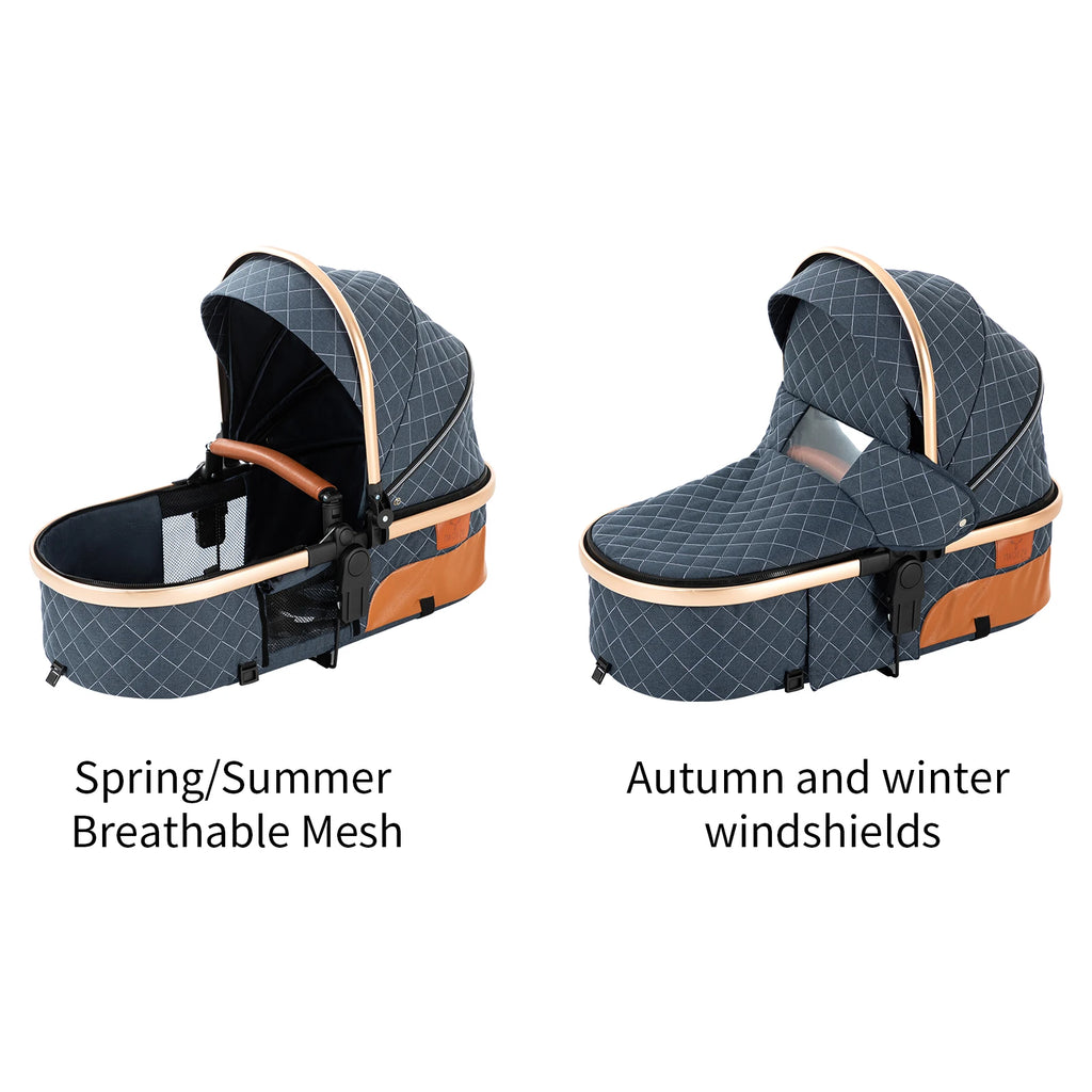 Travel System Kinderwagen 3-in-1 Leichter Kinderwagen Multifunktionaler Kinderwagen mit Aluminiumrahmen Kompakter Kinderwagen für Neugeborene
