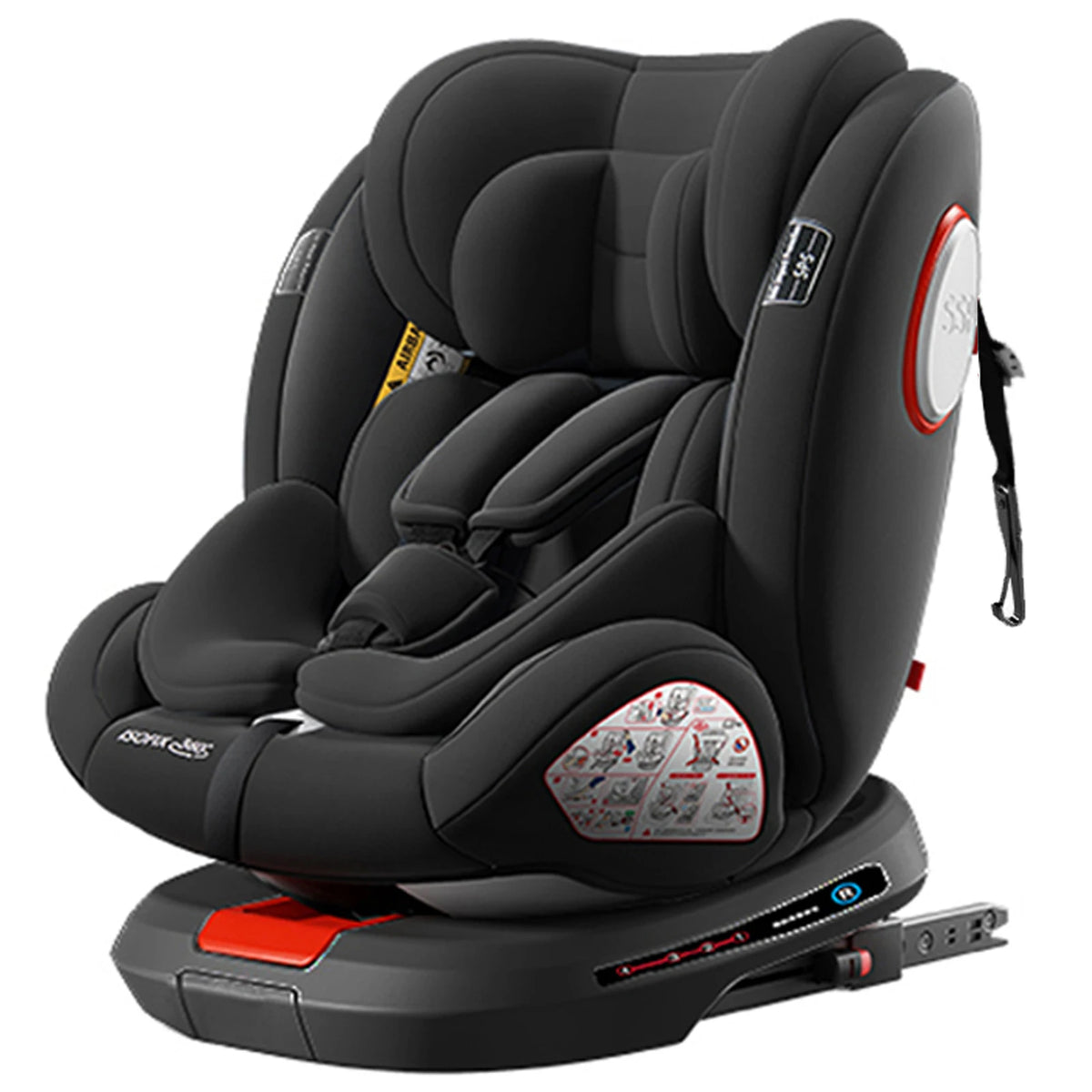 360° drehbarer Kindersitz mit einziehbarer Stützstange, Anti-Kipp-Bein, ISOFIX-Befestigungssystem, Dual-SIP-Seitenstoßmodul, integriertem Skelettgehäuse, vorwärts- und rückwärtsgerichteter Multifunktions-Kindersitz