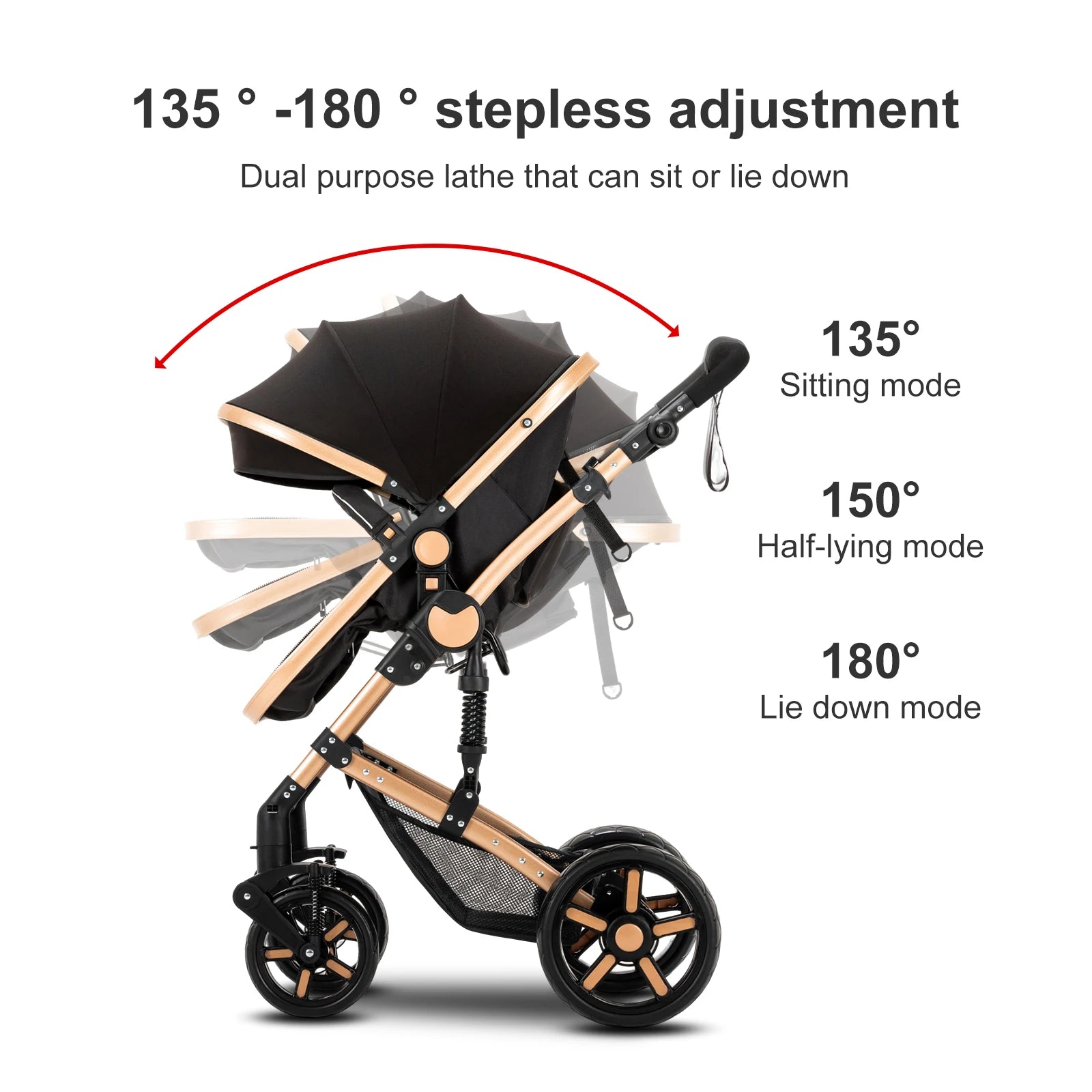 Travel System Kinderwagen 3-in-1 Leichter Kinderwagen Multifunktionaler Kinderwagen mit Aluminiumrahmen Kompakter Kinderwagen für Neugeborene
