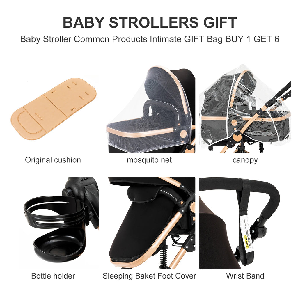 Travel System Kinderwagen 3-in-1 Leichter Kinderwagen Multifunktionaler Kinderwagen mit Aluminiumrahmen Kompakter Kinderwagen für Neugeborene
