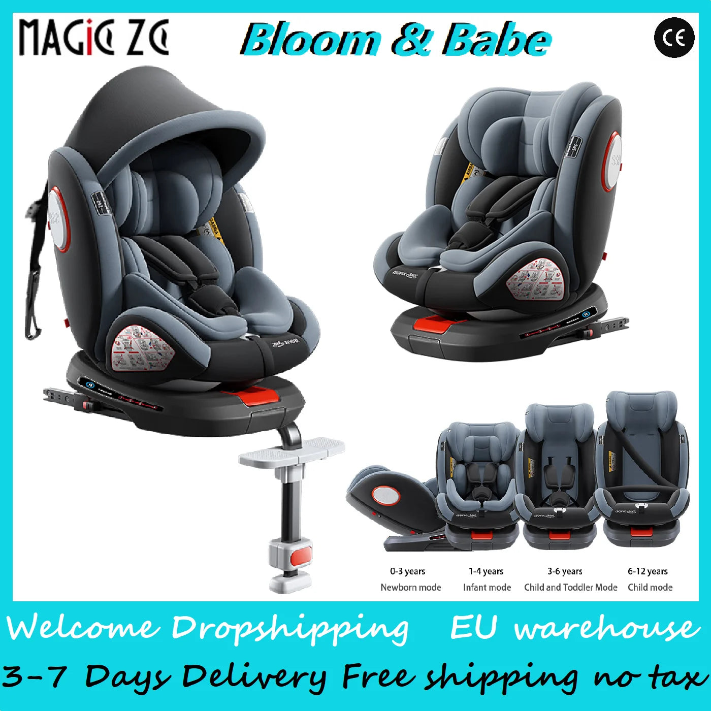 Travel System Kinderwagen 3-in-1 Leichter Kinderwagen Multifunktionaler Kinderwagen mit Aluminiumrahmen Kompakter Kinderwagen für Neugeborene