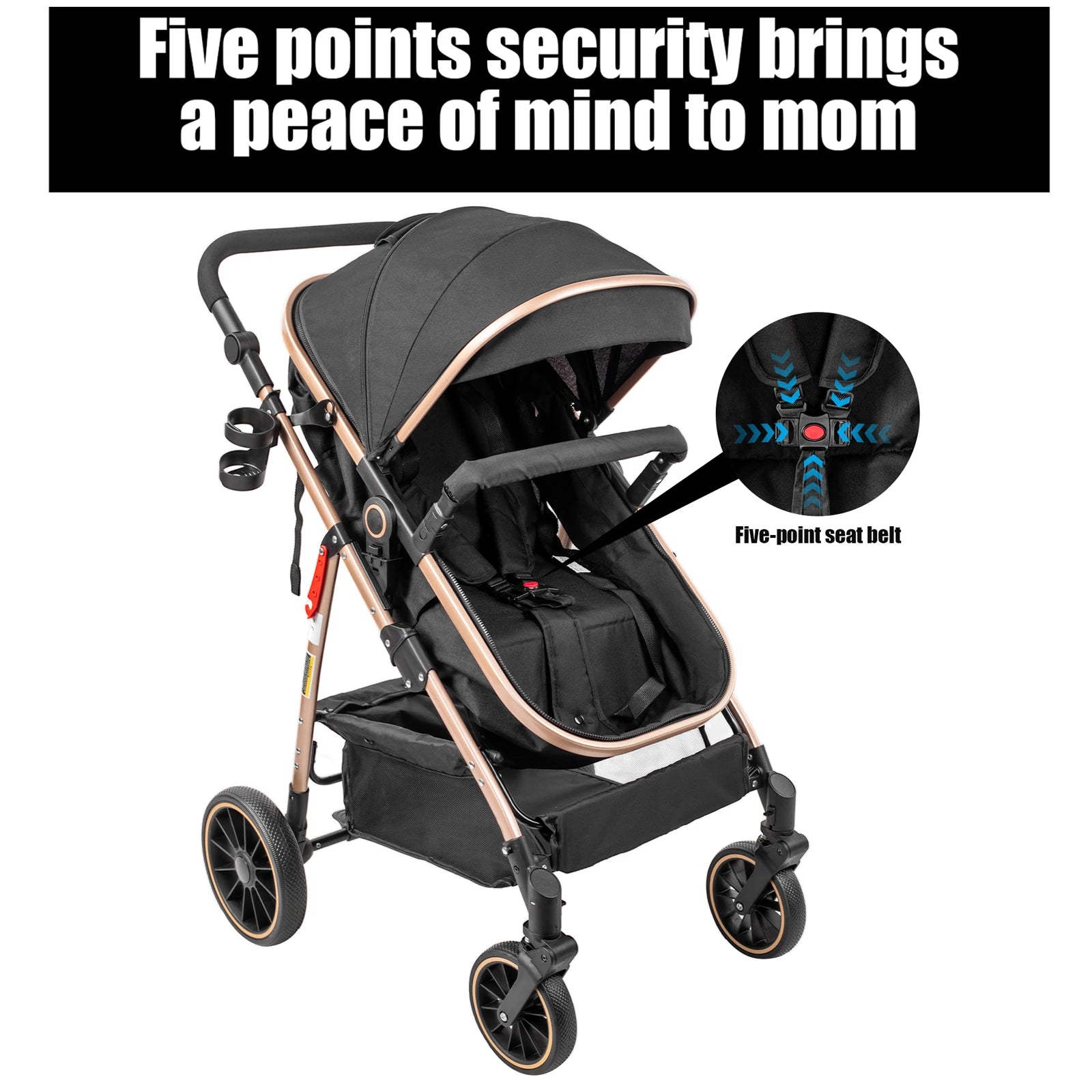 Travel System Kinderwagen 3-in-1 Leichter Kinderwagen Multifunktionaler Kinderwagen mit Aluminiumrahmen Kompakter Kinderwagen für Neugeborene