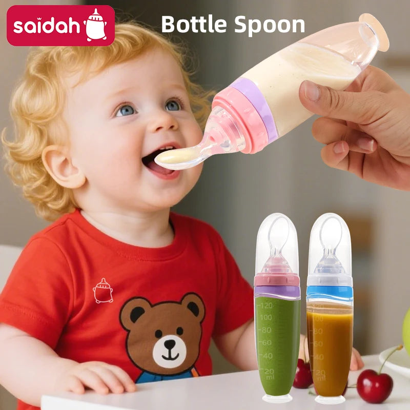Baby Silikon Futterspender 120ml – BPA-frei mit Dosierlöffel