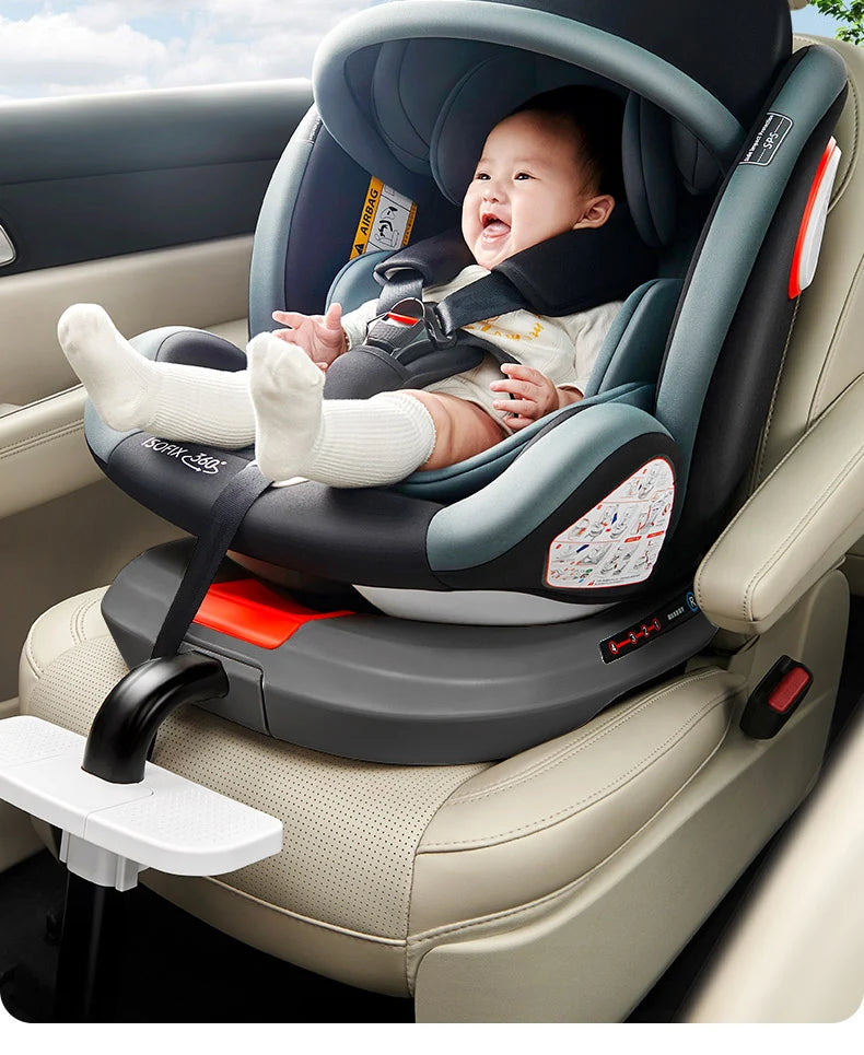 360° drehbarer Kindersitz mit einziehbarer Stützstange, Anti-Kipp-Bein, ISOFIX-Befestigungssystem, Dual-SIP-Seitenstoßmodul, integriertem Skelettgehäuse, vorwärts- und rückwärtsgerichteter Multifunktions-Kindersitz