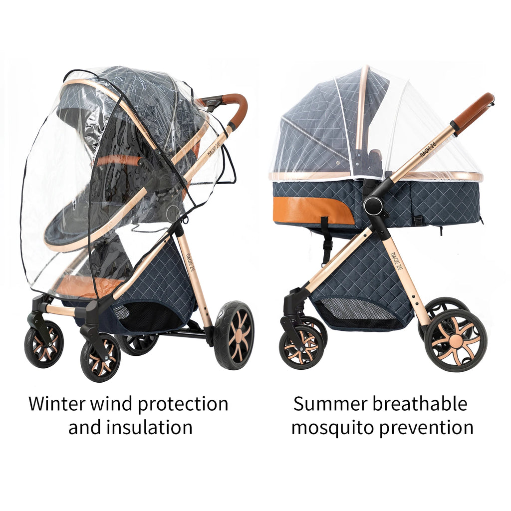 Travel System Kinderwagen 3-in-1 Leichter Kinderwagen Multifunktionaler Kinderwagen mit Aluminiumrahmen Kompakter Kinderwagen für Neugeborene