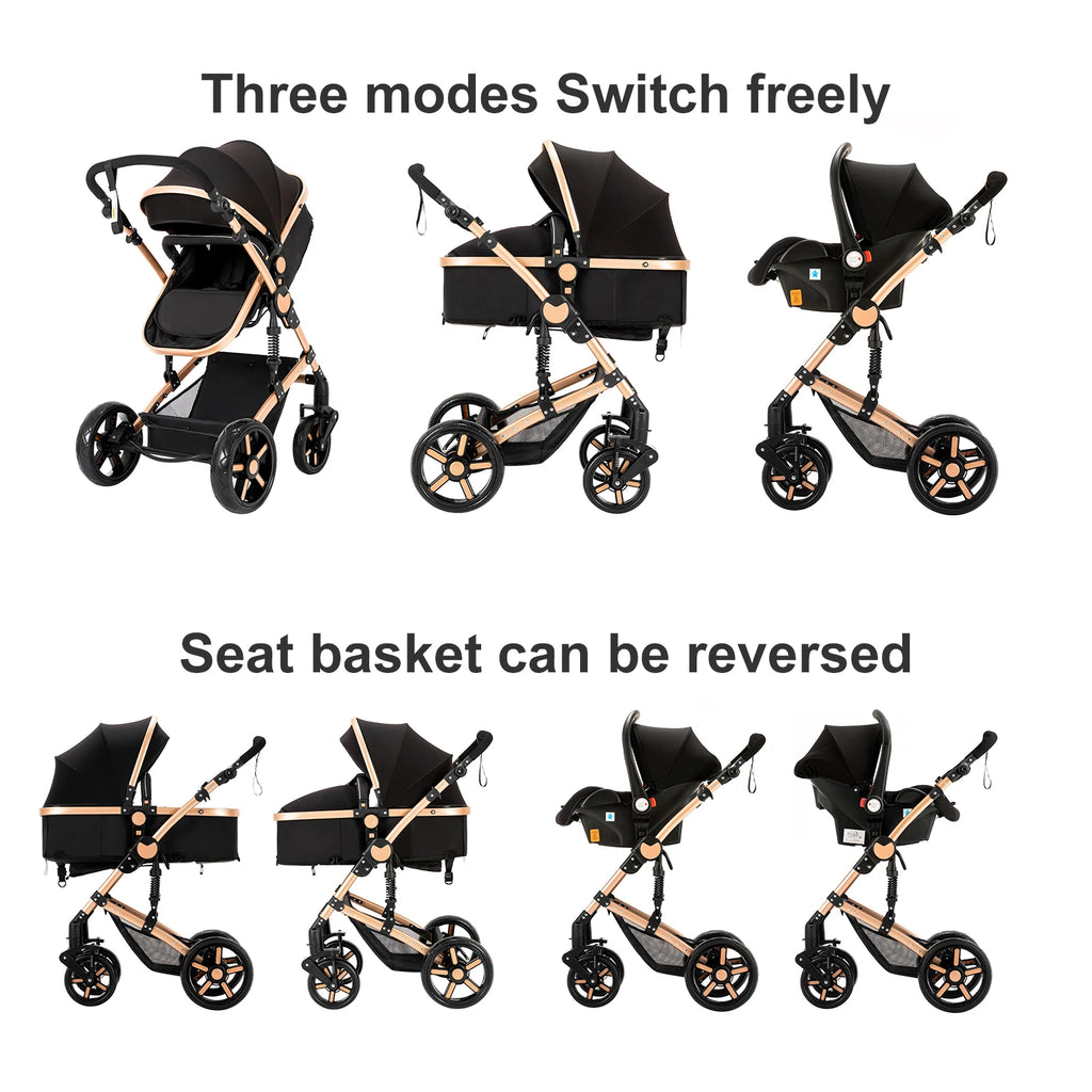 Travel System Kinderwagen 3-in-1 Leichter Kinderwagen Multifunktionaler Kinderwagen mit Aluminiumrahmen Kompakter Kinderwagen für Neugeborene