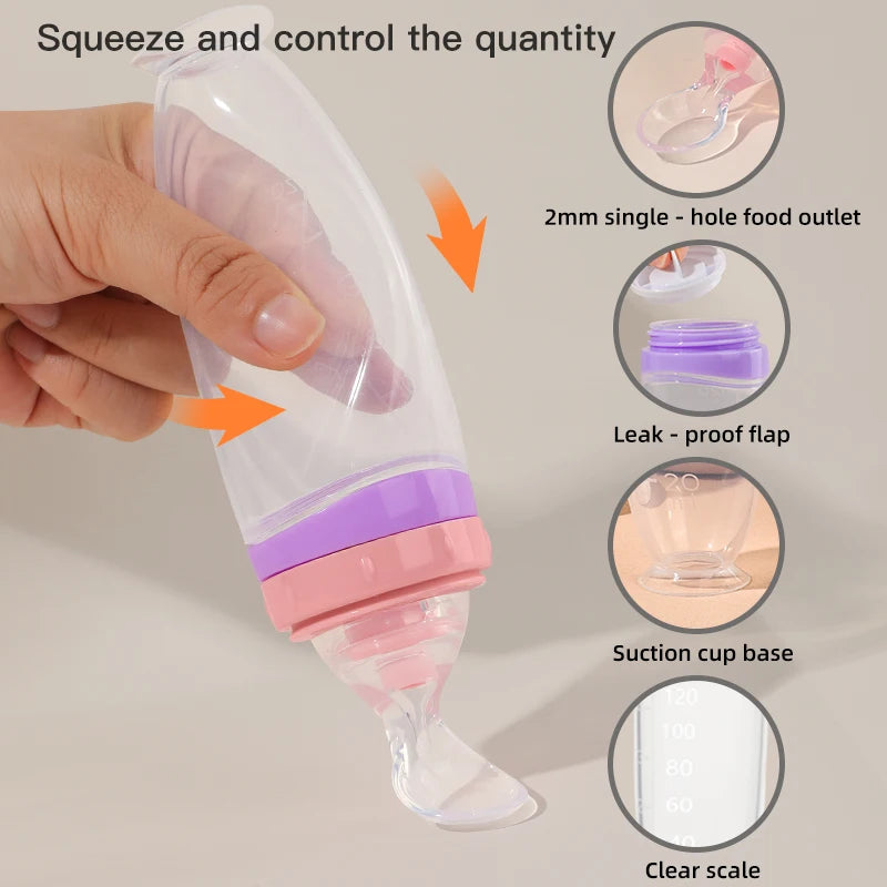 Baby Silikon Futterspender 120ml – BPA-frei mit Dosierlöffel