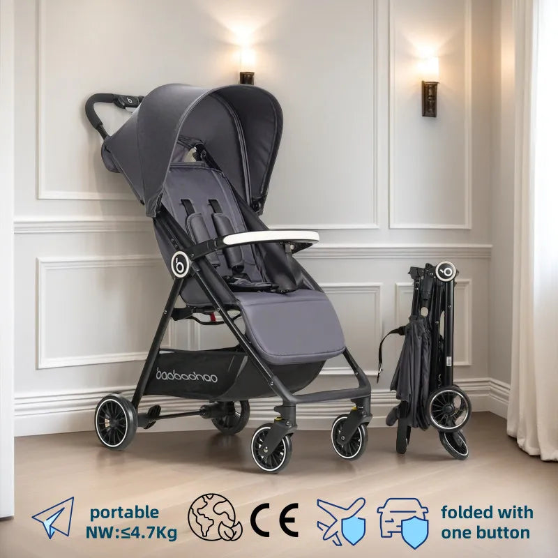 1 Schwarzer Leichtgewicht-Kinderwagen Wiegt Nur 4,7kg Praktisch für Flugzeuge, Züge und Autos, Geeignet für den Heimgebrauch und Geschäftsreisen