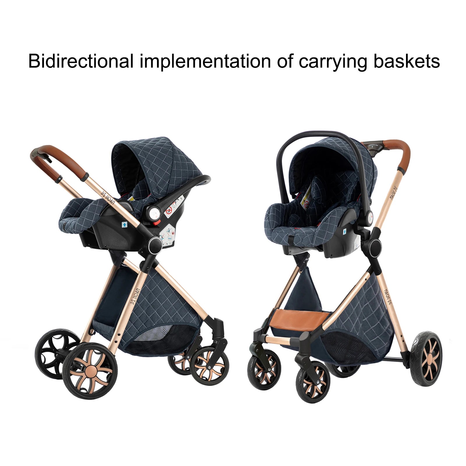 Travel System Kinderwagen 3-in-1 Leichter Kinderwagen Multifunktionaler Kinderwagen mit Aluminiumrahmen Kompakter Kinderwagen für Neugeborene