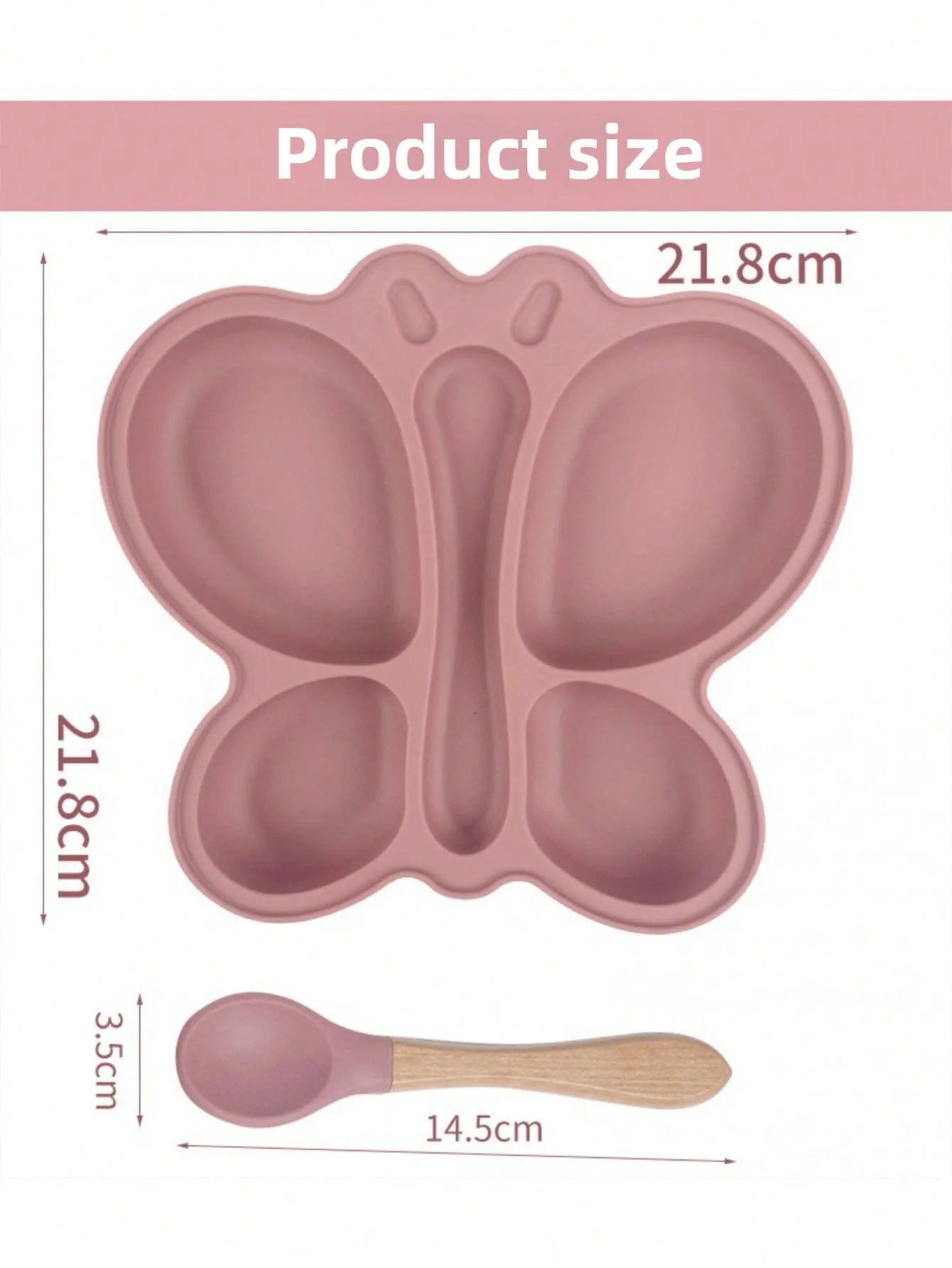 2 stücke Baby Schmetterling Silikon Teller Sauger Schüssel Unterteilt Abschnitt Traininig Selbst-fütterung Löffel Nicht-Slip Kind Geschirr set