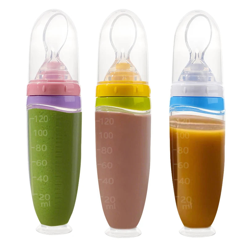 Baby Silikon Futterspender 120ml – BPA-frei mit Dosierlöffel