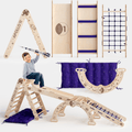 Apollo 5-in-1 Kletterset: Pikler-Dreieck, Kletterbogen, Rutschbrett, Kissen und Netz für kleine Astronauten-0